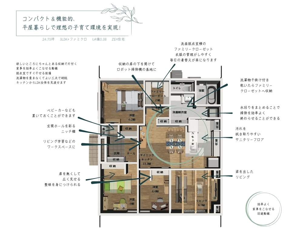 御嵩町で3LDKのコンパクトな平屋を建てるならワダハウジング